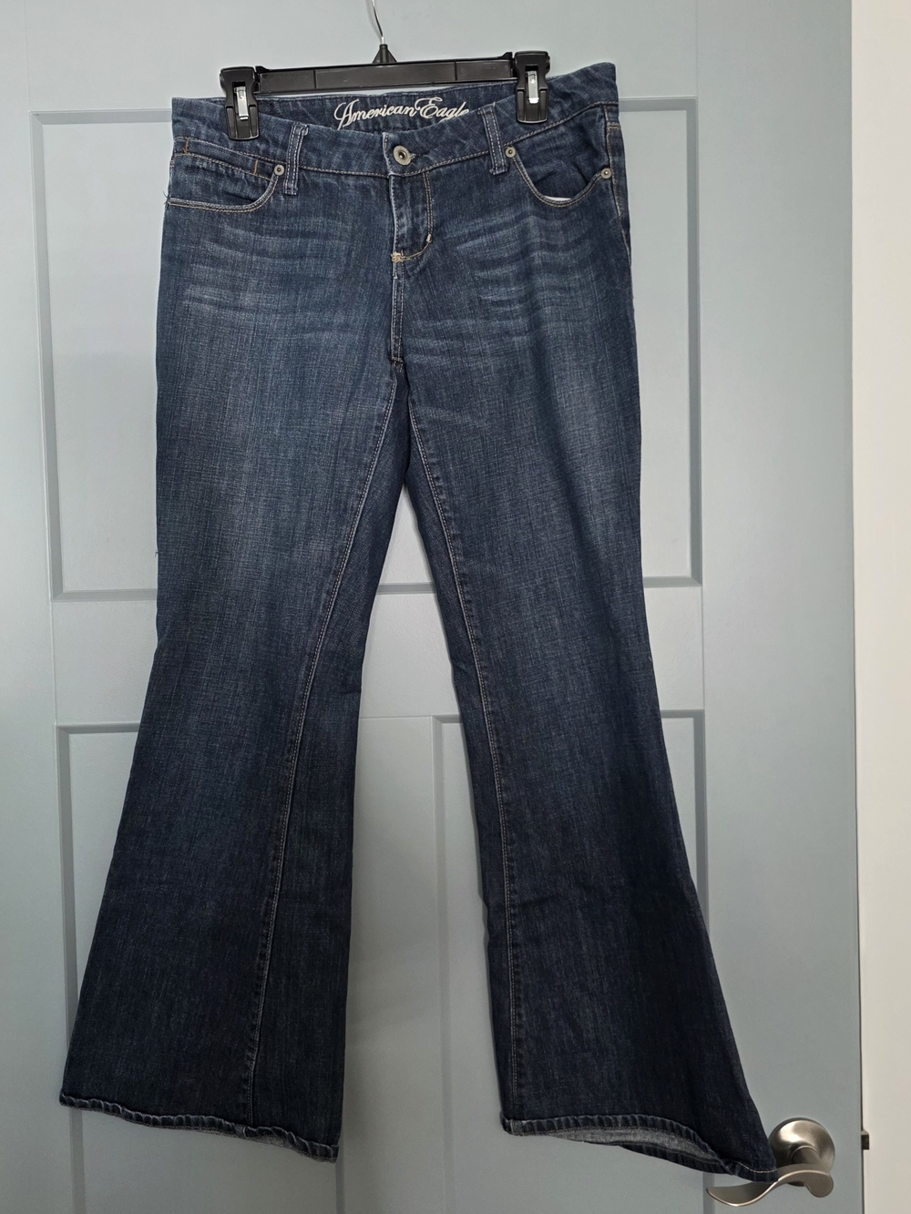 American Eagle Real Flare Jeans Size 10 Dark Wash Denim Stretch Boho Y2K EUC